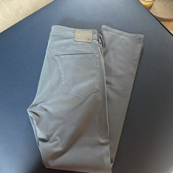 AG The Everett Sueded Stretch Sateen Slim Straight Leg Pants/ Ice Blue 36x34 - Picture 9 of 16